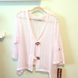 Nina Leonard 3/4 length sleeve loose weave sweater